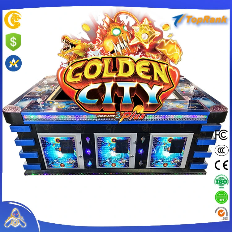 2023 Münze Betrieben Professionelle 55 Zoll Online Metal Arcade Shooting Schrank 8 Spieler Unterhaltungsmaschine 3 Plus Ocean King Fisch Spiel Golden City