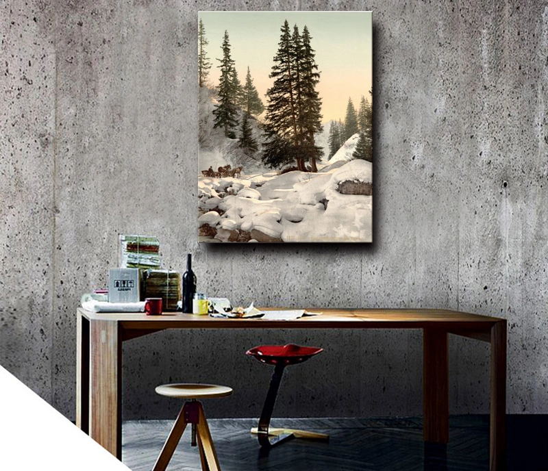 Natural Scenery Painting Chinese Winter Nature Landscape Oil Painting on Canvas