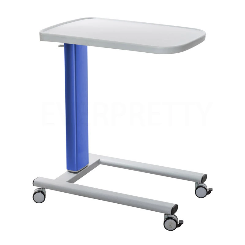 Medical Computer Movable Mobile Heigh-Adjustable Wooden Overbed Table Desk