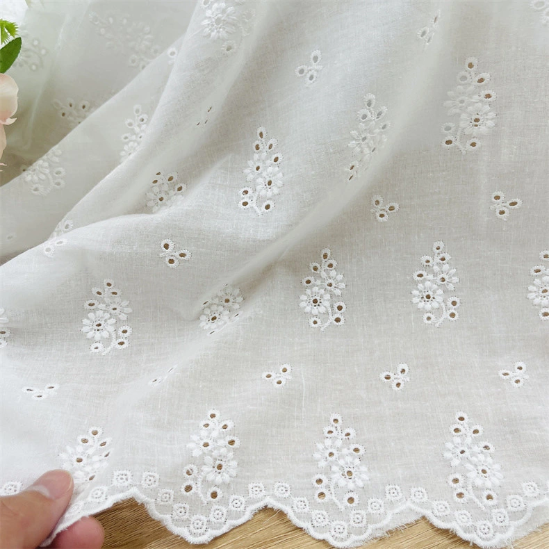 Gx380 Eyelet Embroidery Lace Cotton Embroidery Lace Fabric for Garment Clothing