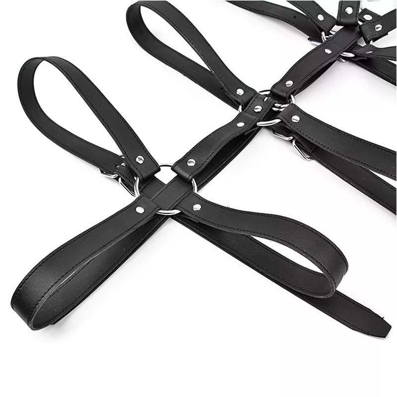 Sm Leder Bondage Harness Rückhaltesessel Kragen Handfesseln Gay Paar-Spiel