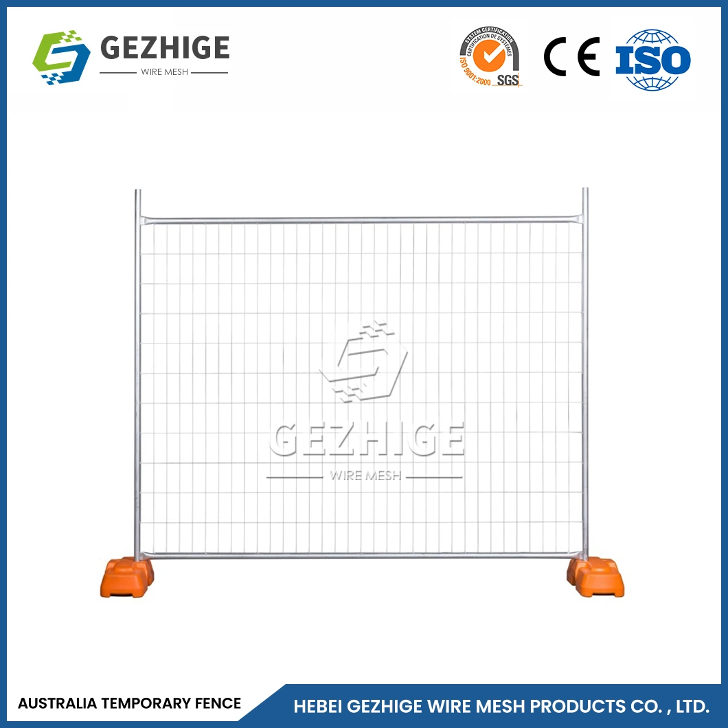 L'Australie galvanisé Gezhige clôture temporaire 2400 mm x 2100 mm la taille du panneau de Wire Mesh clôture temporaire de la Chine fabricants Clôture du site de construction