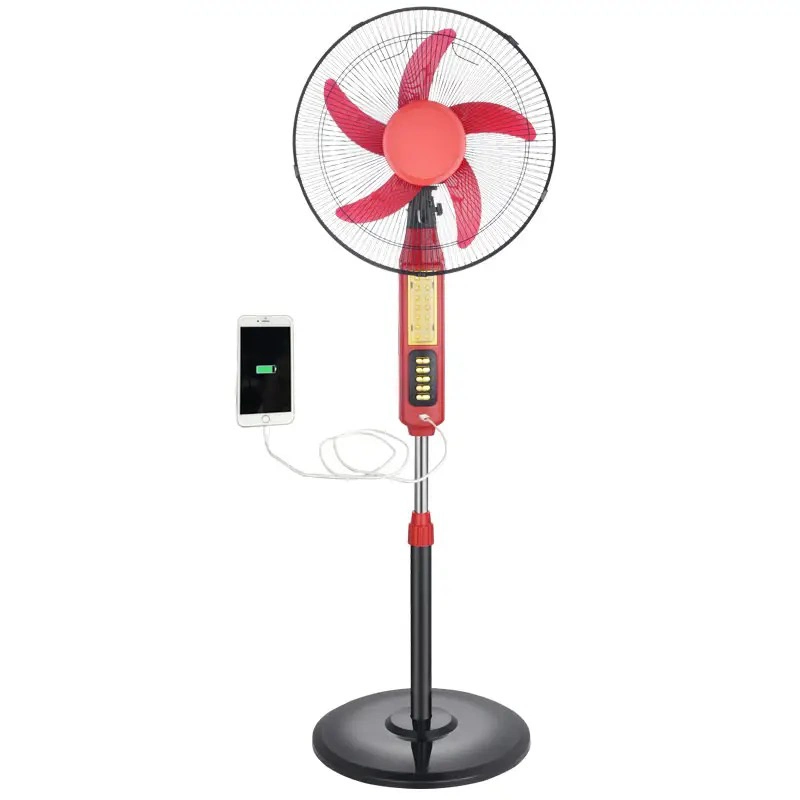 Solar Fan Fabrik Verkauf Solar Fan 12V DC Standventilator Mit USB-Ladekabel und LED-Leuchte