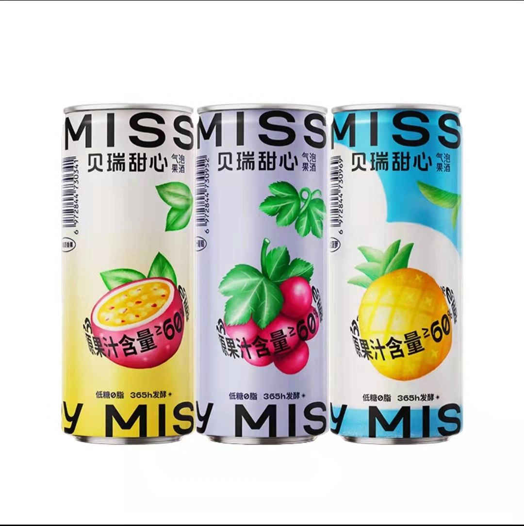 Miss Beery Apple Wine Passion Fruit Flavor 330ml Sleek Can OEM Juice 2.5%