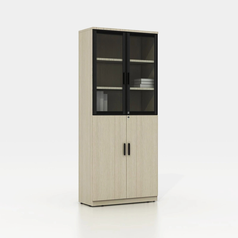 Library Furniture White Lockable Filing Cabinet Modern Wood Bookshelf with Doors