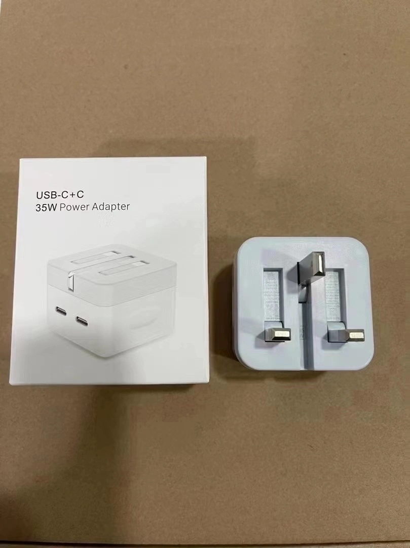 Chargeur rapide adaptateur secteur double USB-C 35 W pour iPhone UE Fiche mâle UK US