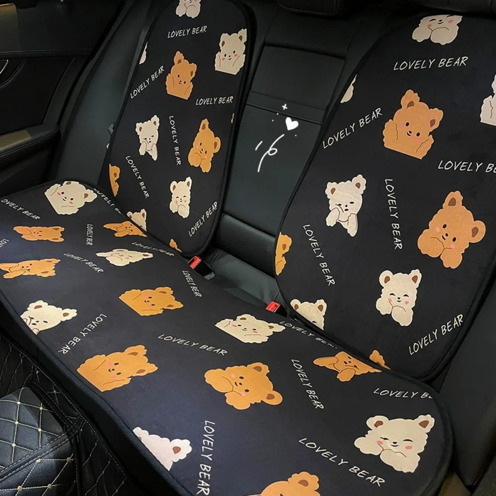 Auto Mesh Fabric Car Mat Cartoon Car Seat Cushion Cute Bear Plush Car Seat Cover Cushion Winter Warm Car Supplies Car Accessories Wyz20370