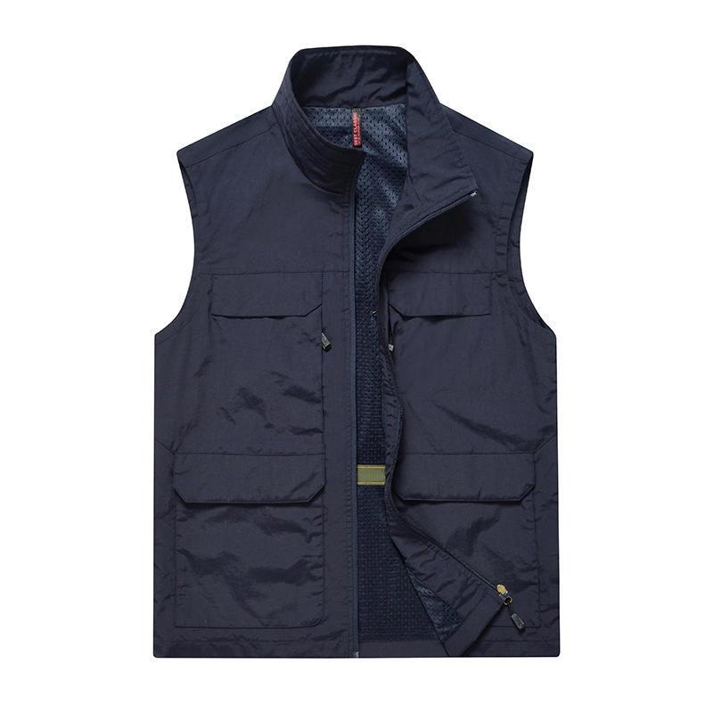 Men Polyester Vest Zipper Logo with Pockets Workwear Colors Photography Vest Camera Jacket