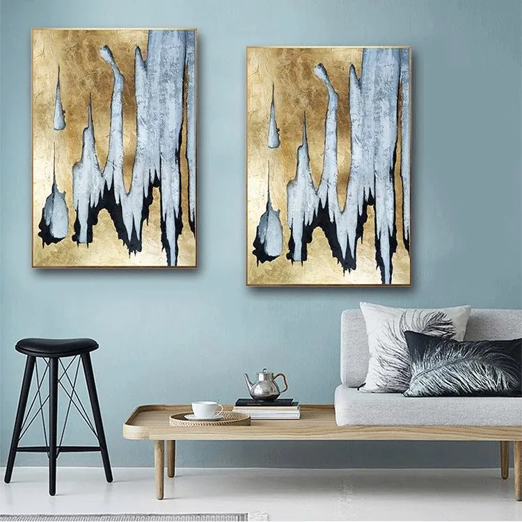 Modern Art Abstract Canvas Oil Picture Hanging Kit Large Wall Paintings for Living Room Framed