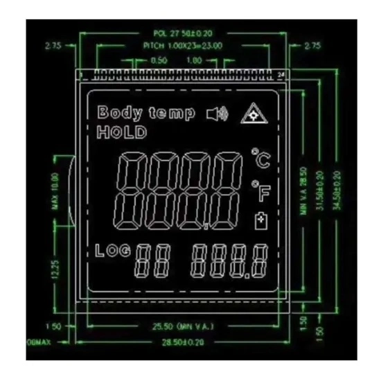 شاشة LCD صغيرة كبيرة الحجم 2021 جهة التصنيع TN المقطع إيجابية شاشة لمقياس الحرارة بالأشعة تحت الحمراء