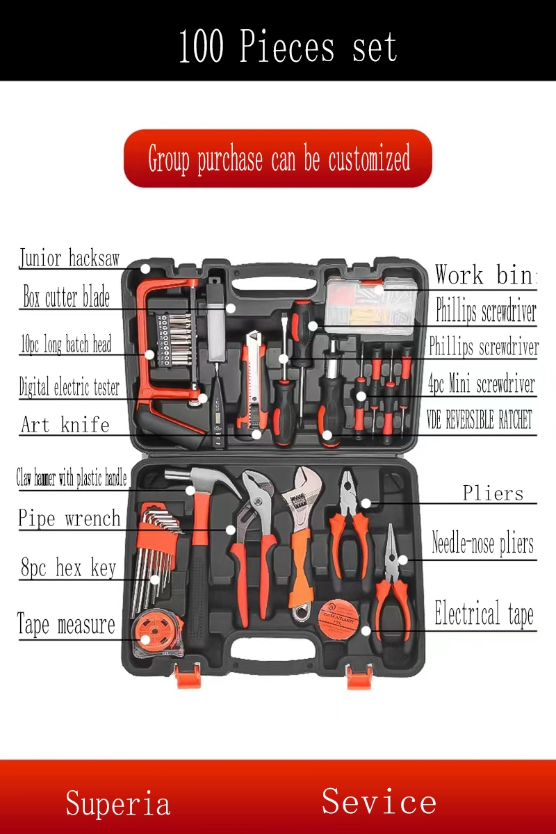 Deluxe Edition de 100 piezas Home reparación de automóviles Kit de herramientas de hardware