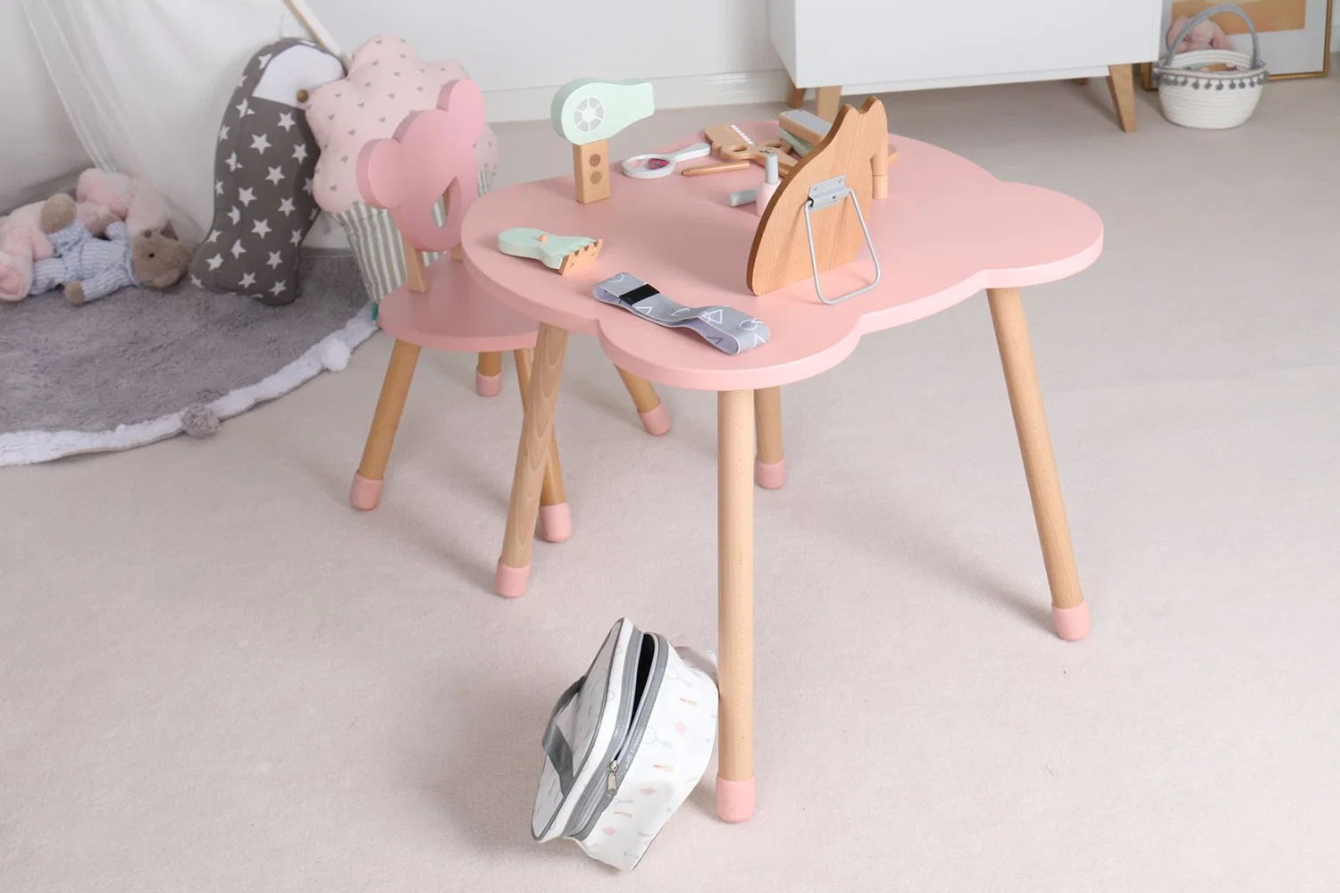 Ins Kids mesa de madeira e mobiliário para bebês cadeiras para crianças pré-escolares para a tabela de leitura