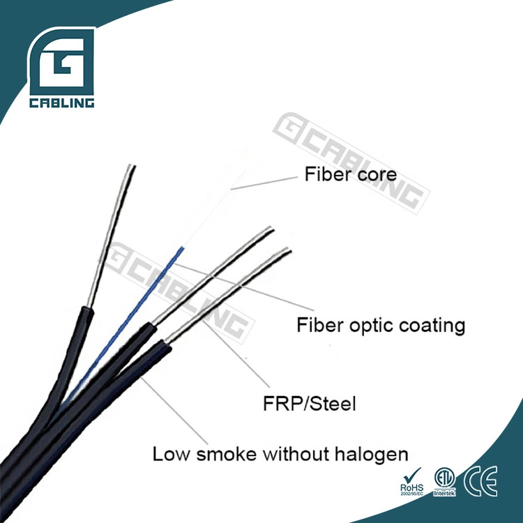 Gcabling em Estoque 1 Sx Core Drop Óptico Externo Interno Cabo de Fibra Óptica de Modo Único FTTH de Queda