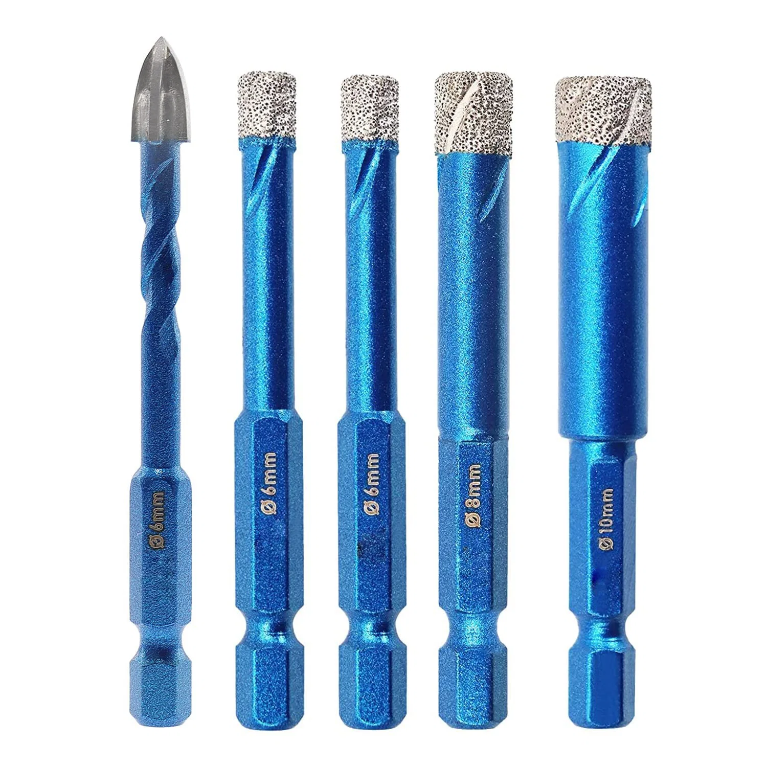 Diamond Drill Bit - Brschnitt 1/4 Inch Masonry Drill Bits Set for Porcelain Tile Ceramic Stone Granite Marble, Hex Shank Diamond Hole Saw Drill Bit