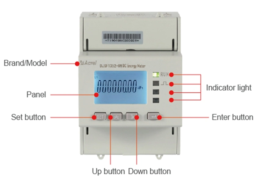 Acrel Compteur de puissance CC avec certificat CE, UL pour chargeur de véhicule électrique, rail DIN, RS485-Modbus.