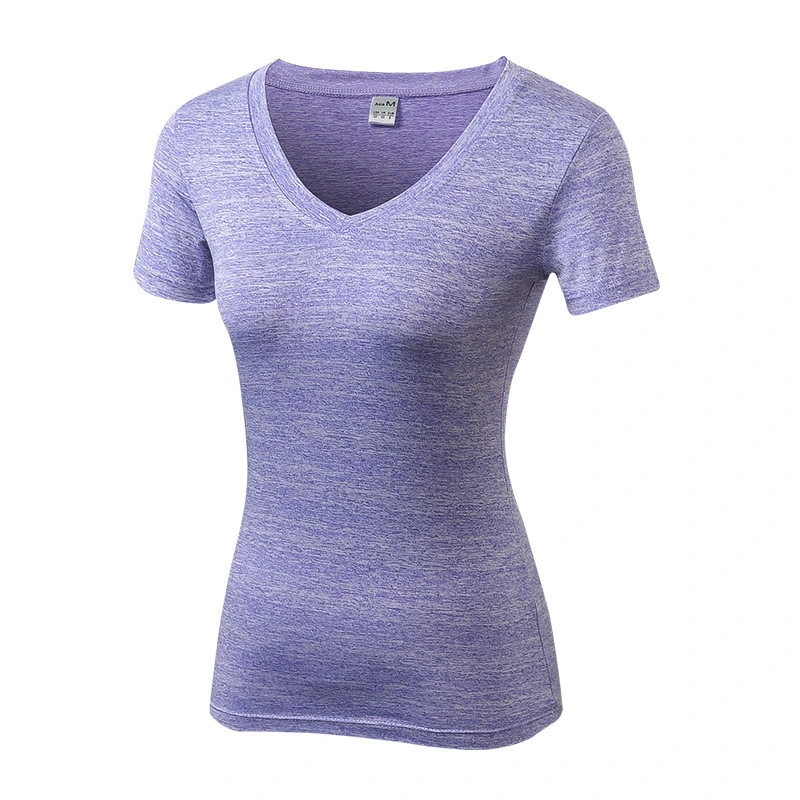 Camiseta de yoga para mujeres en el gimnasio, cuello en V, mallas de fitness, camiseta de deporte de secado rápido, ropa de correr para chicas, top sexy de yoga, Wbb14455.