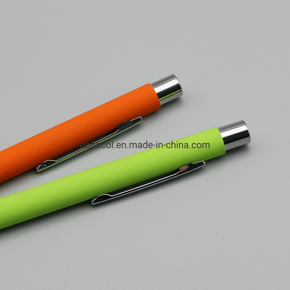Aluminum Rubber Coated Ball Point Pen Advertising Writing Ballpoint Pen with Custom Customer Logo for Promotion