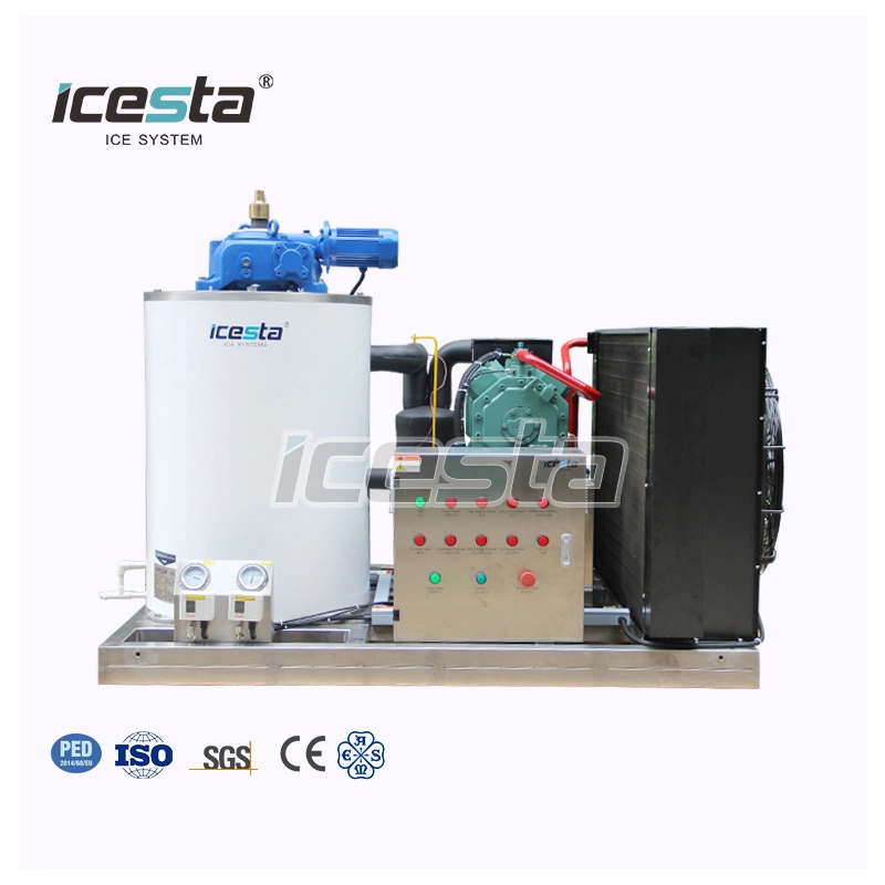 Icesta Machine à glace en écailles d'eau salée personnalisée hautement fiable de 1, 2, 3, 5 et 10 tonnes pour le poisson.