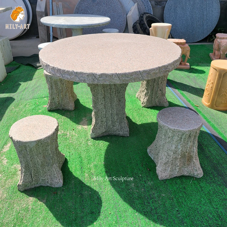 Natural Marble Granite Stone Table and Chairs Set for Garden