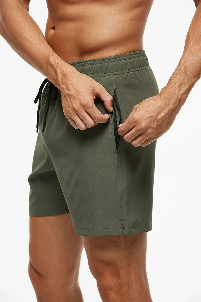 Custom Solid Color Mens Swim Trunks Quick Dry Swim Shorts with Mesh Lining Board Shorts