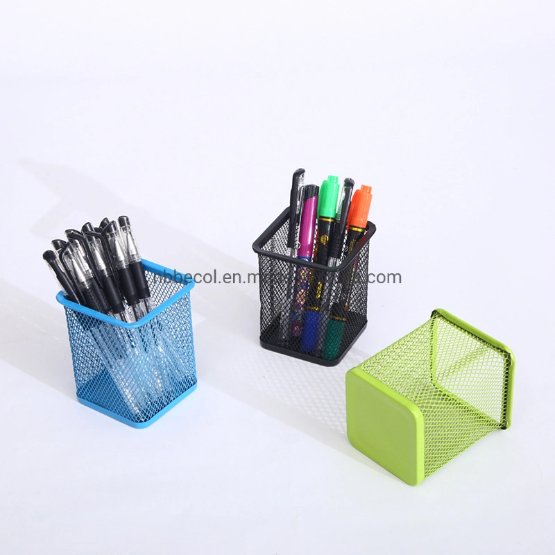 Colored Metal Mesh Square cosmetic Pen Pencil Holder