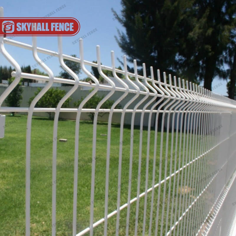 White Galvanized Welded Wire Mesh Fence Self-Lock V Curved Anti-Climb Metal Fence