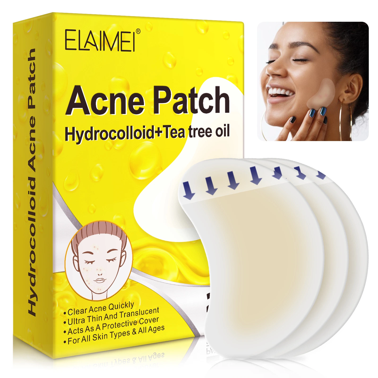 Acne Removing Patch Crescent-Shaped Hydrocolloid Concealer Acne Removing Acne Daily and Night Acne Removing Patch