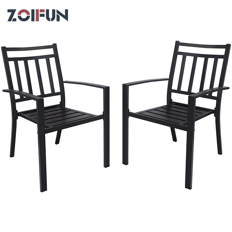 Outdoor Tisch Cafe Garten Quadrat Metallmöbel Modern Weiß Schwarz Set Aus Metallstuhl