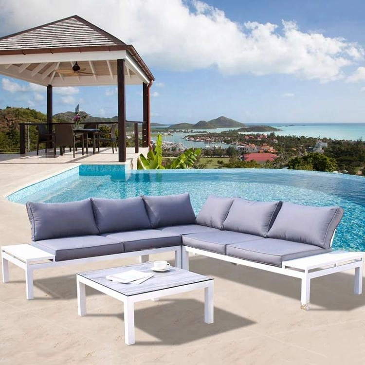Five Star Hotel Outdoor Waterproof Furniture Set Luxurious Modern Aluminum Alloy Leisure Sofa Set with Cushion