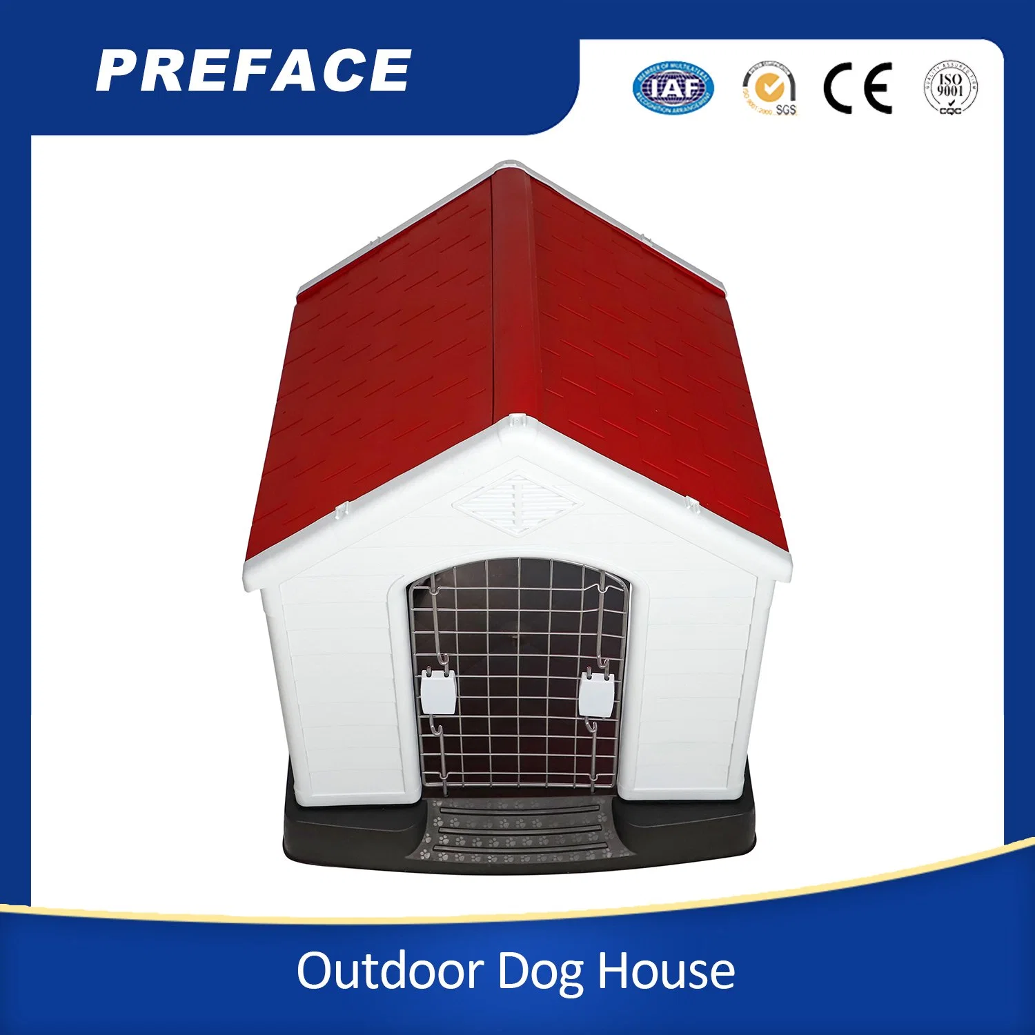 Wasserdichte und belüftete Hundezwinger für Hunde All Weather Dog House Outdoor-Kunststoff Haustier Hund Haus