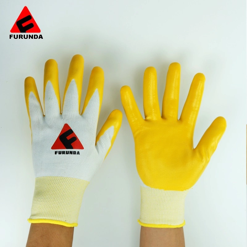 قفازات العمل المقاومة للعمل الصناعي Nitrile Coated Industrial Hand Safety للحماية من العمل لمدة حديقة بناء