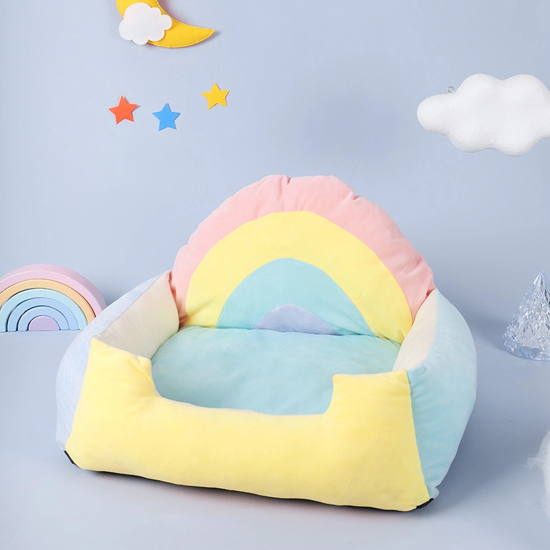 Pet Supplier Comfortable Semi Enclosed Warm Rainbow Cat Bed Human Luxury Dog Bed Pet Products Pet Bed