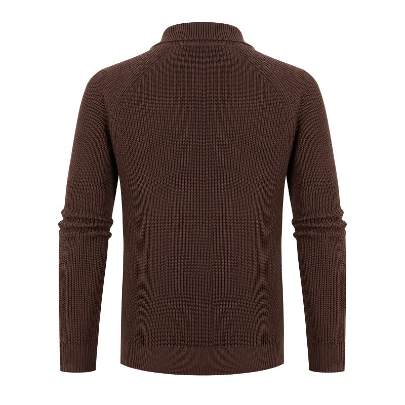 Pulls à col polo pour hommes en noir et marron pour l'hiver, décontractés et amples, avec boutons, pulls tricotés pour hommes.