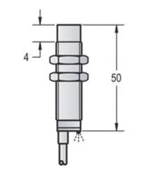 Sensor de proximidad, Sensor de 10mm M12 Ronda Non-Flushed, NC, 2 cables, 2m de cable, 10-36 VCC