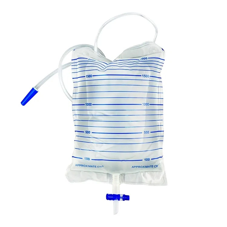 Disposable Medical PVC Sterilize Pull Push /T Valve Urine Bag with CE/ISO