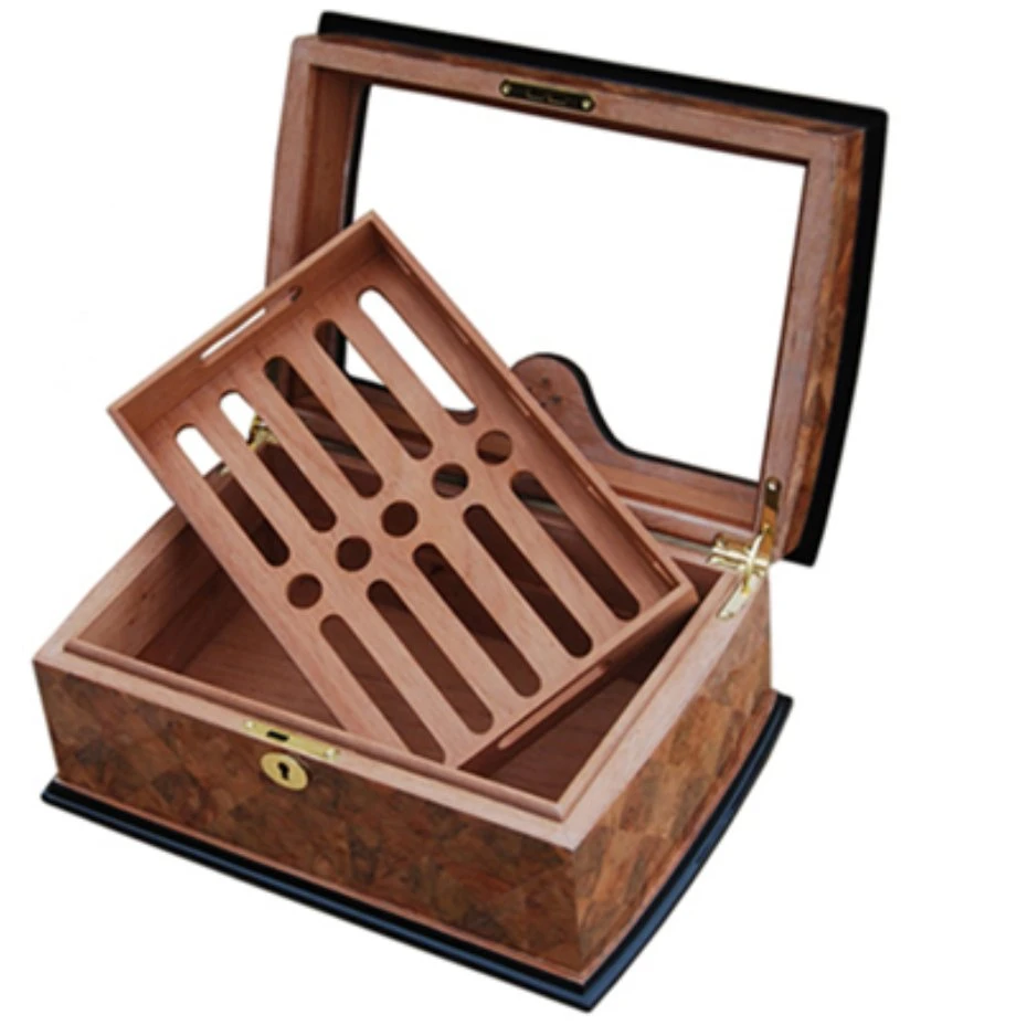 Glossy Cedar Humidor Wooden Box Cigar Case with Window Fashion Box Display Box Gift Box