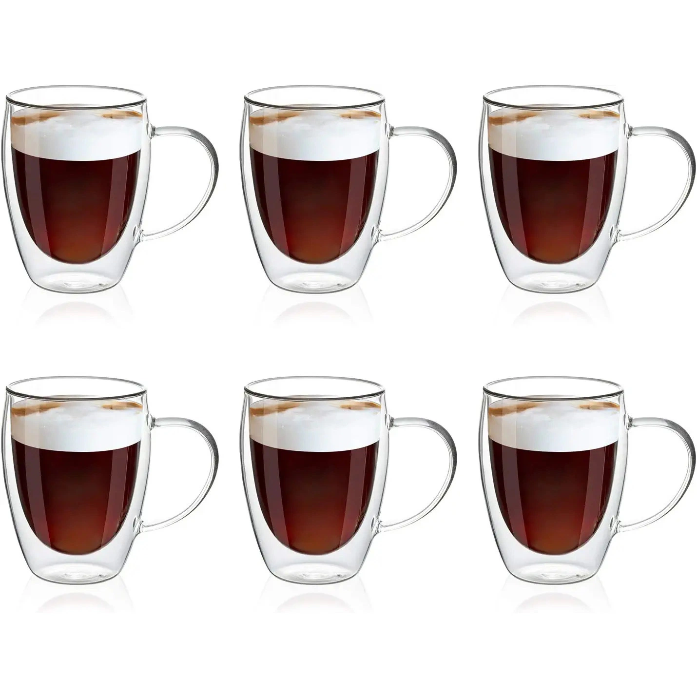 Benutzerdefinierte Klare Borosilikatglas Wasser Trinkbecher Großhandel Wiederverwendbare Glaswaren Double Wall Kaffee Tee Glas Tasse mit Griff