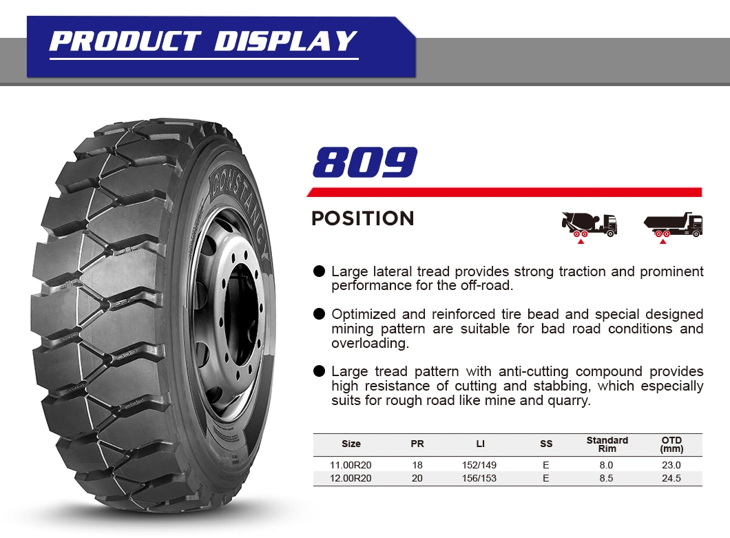 La constancia off-The-Road neumático radial sobre Dumper cargador (11.00R20)