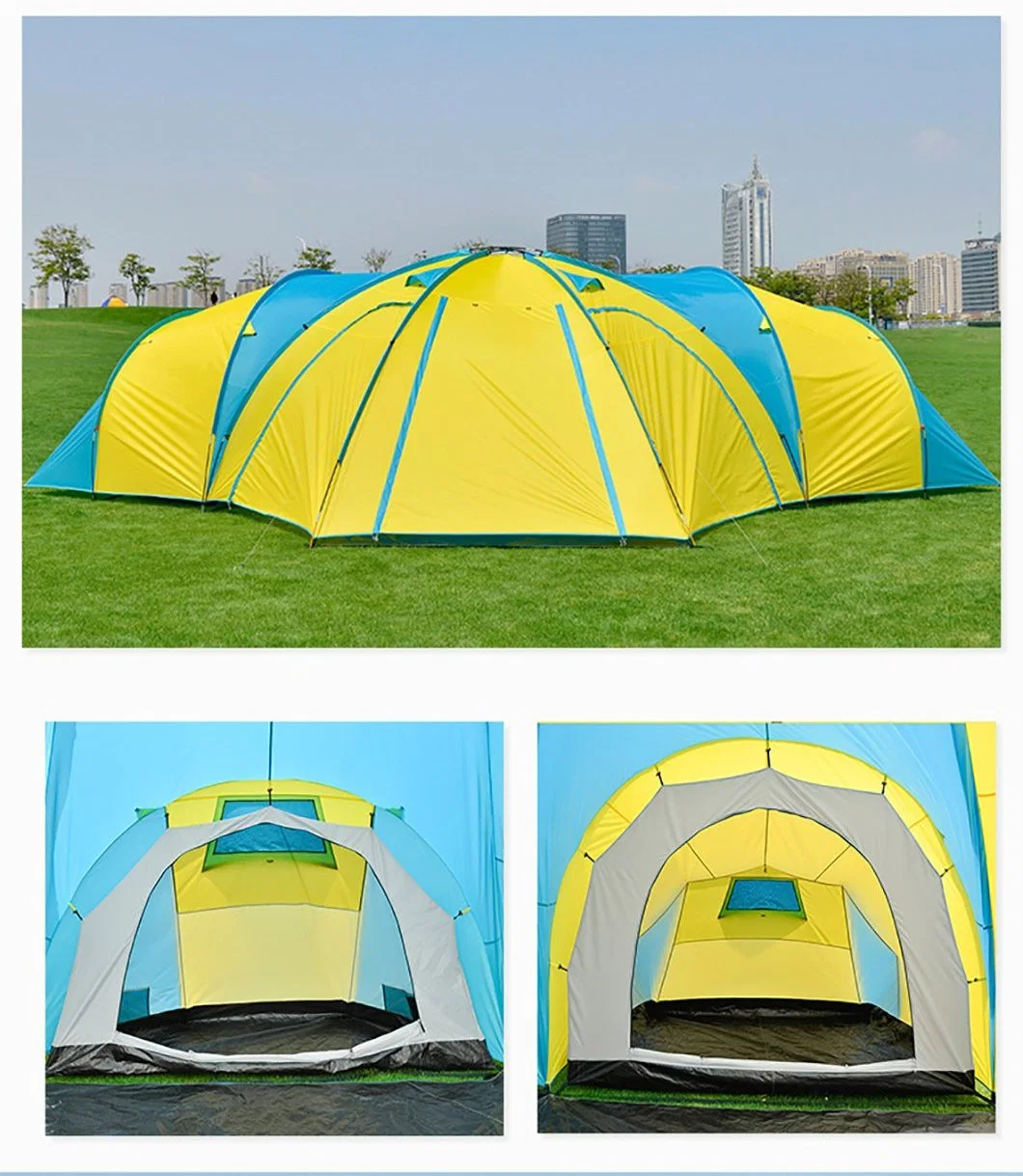 Factory Large Tunnel Have Three Rooms and One Living Room Outdoor Double Layer Waterproof Camping Tent