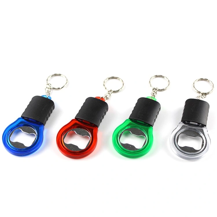 Plastic Bulb Shape LED Flashlight Keychain Bottle Opener