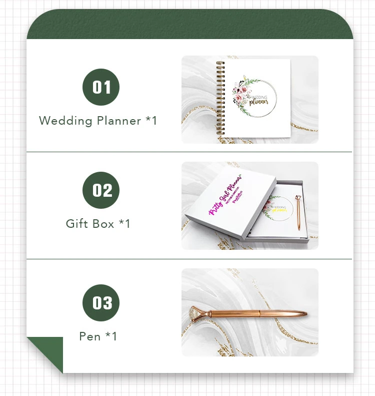 Ustom Printing Goals Spiral Hardcover Organizer Wedding Diary Journal Weekly Daily Wedding Planner