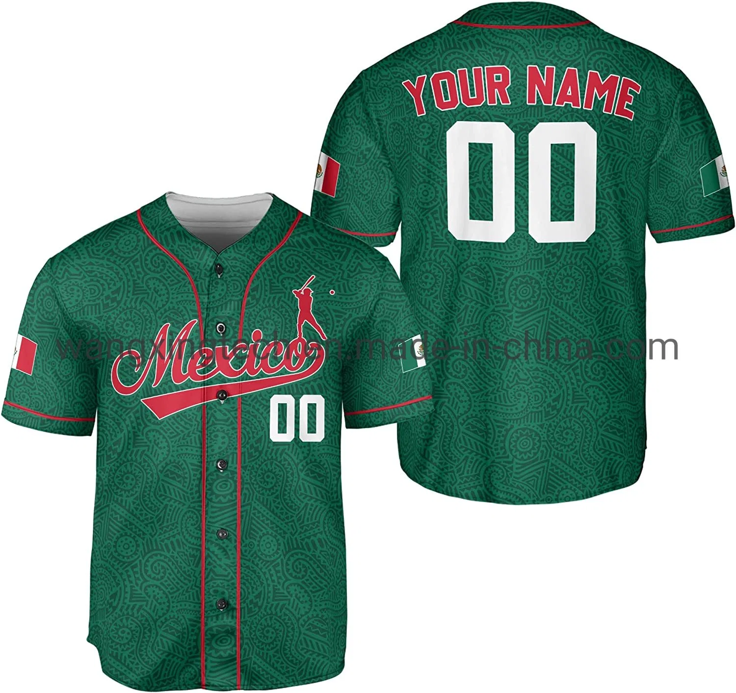 Camisetas de béisbol de México personalizadas Camisetas deportivas blancas para hombres mujeres Jóvenes