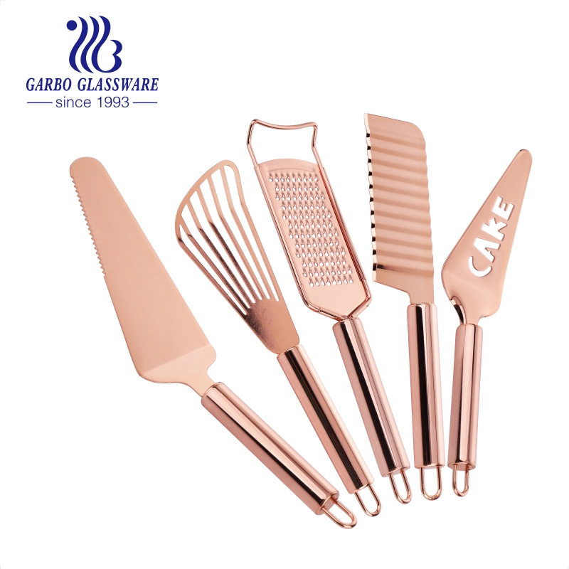 Wholesale/Supplier Factory Rose Golden Stainless Steel Cake Making Tools Knife Mixer Shovel for Dessert for Home Kitchen Party Use with Easy Holding Hang Hole