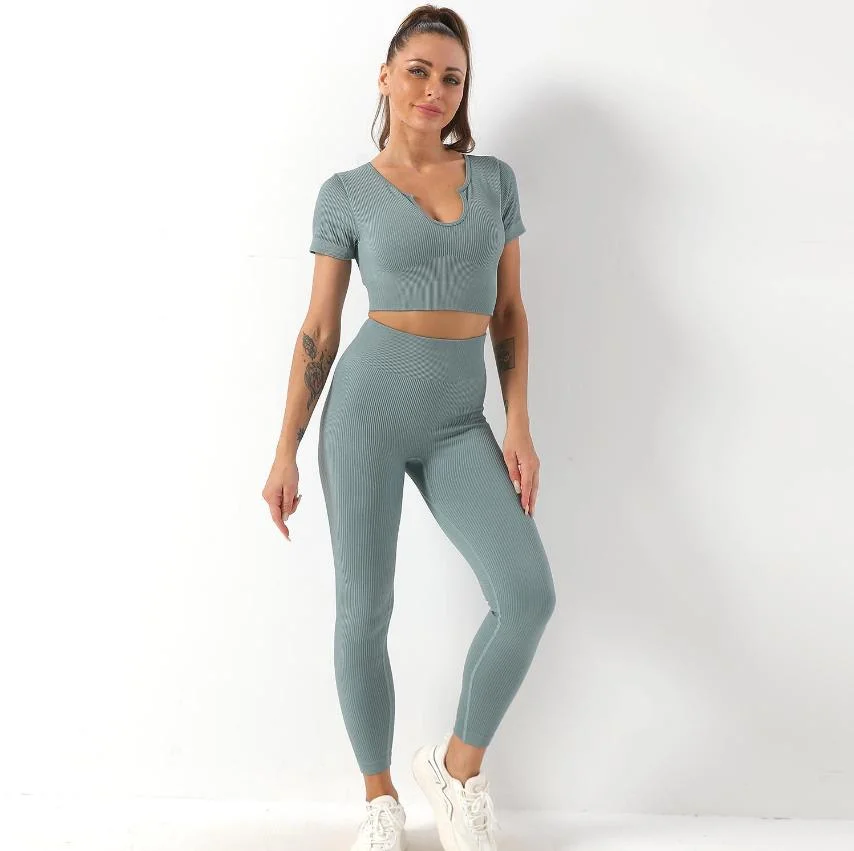 Custom Clothing Women Tracksuits Lady's Sports Wear Fashion Clothes Sportshirts with Bra Legging Pants 2PCS OEM Price Apparel