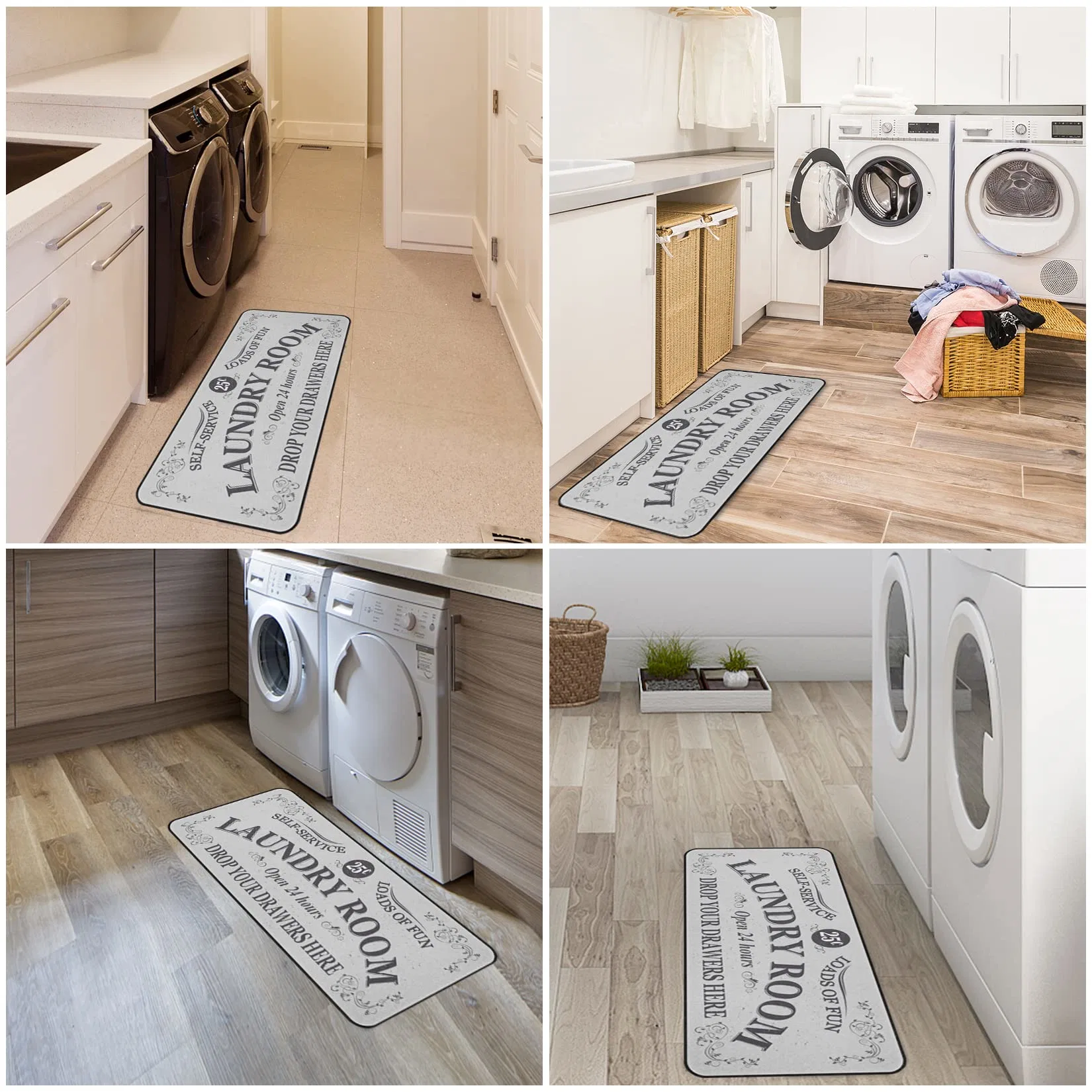 20X47inch Non Slip Laundry Mats Mudroom Laundromat Runner Farmhouse Kitchen Floor Mat Bathroom Laundry Room Decor Accessories