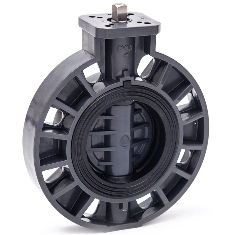 High Quliaty Plastic FPM Rubber Seat Butterfly Valve Split Piece Port Body PVC Wafer Type EPDM Butterfly Valve UPVC Worm Gear Non Actuator Butterfly Valve