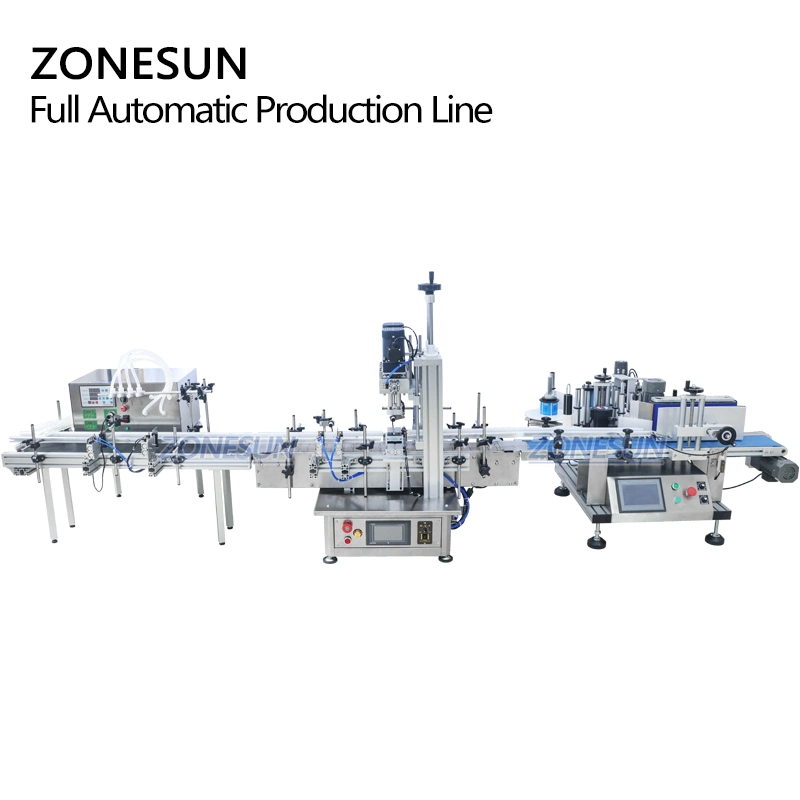 Zonesun Zs-Fal180 Semiautomática Botella de plástico máquinas de bebidas de escritorio de tinta de los aceites de etiquetado de Llenado y Tapado Máquina selladora