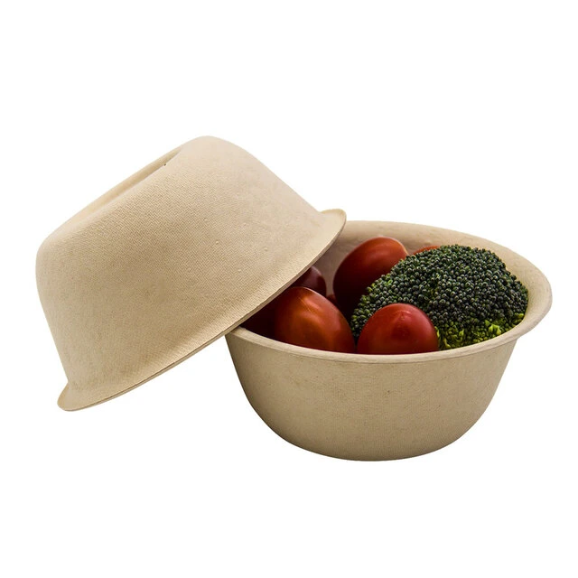 Wholesale/Supplier Customization Natural Brown Biodegradable 500ml Bamboo Fiber Soup Paper Bowl Disposable Bamboo Fiber Round Bowl