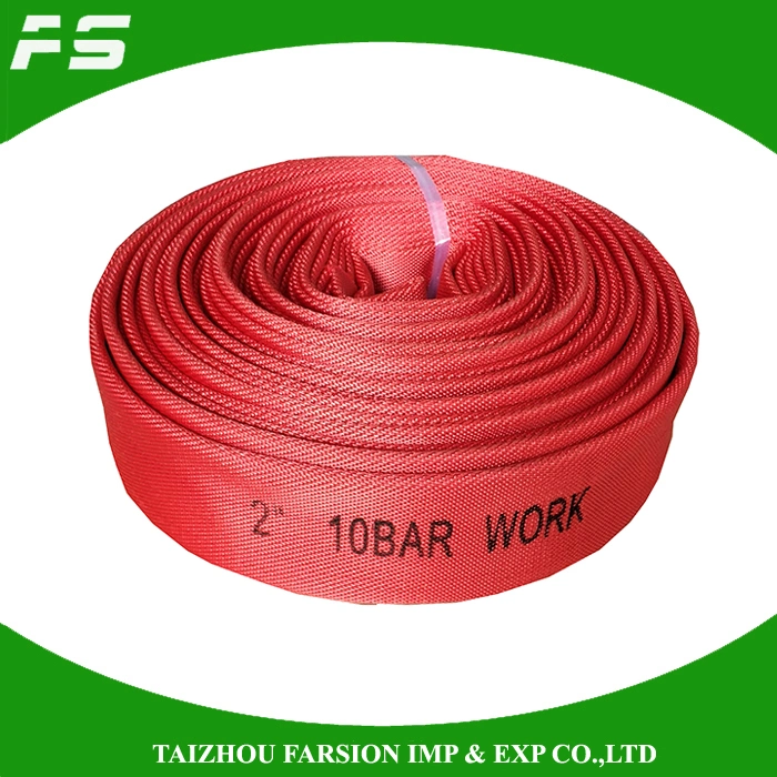 Red Durable Single Jacket PVC/EPDM Rubber Lining Marine Fire Fighting Canvas Hose