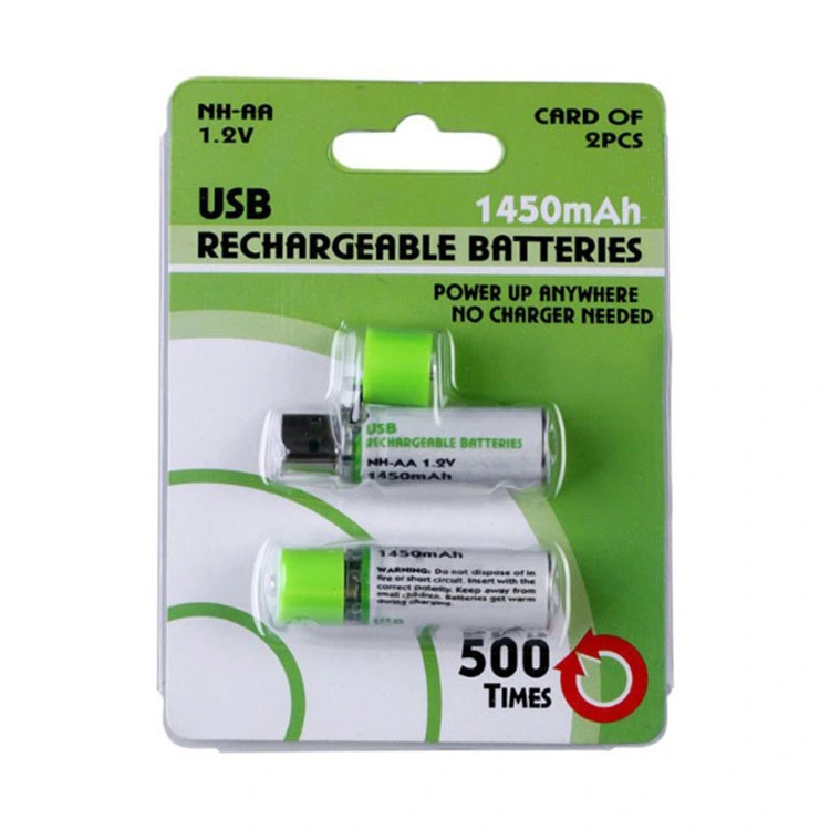 Hot Selling USB Rechargeable Batteries Ni-MH AA 1.2V 1450mAh